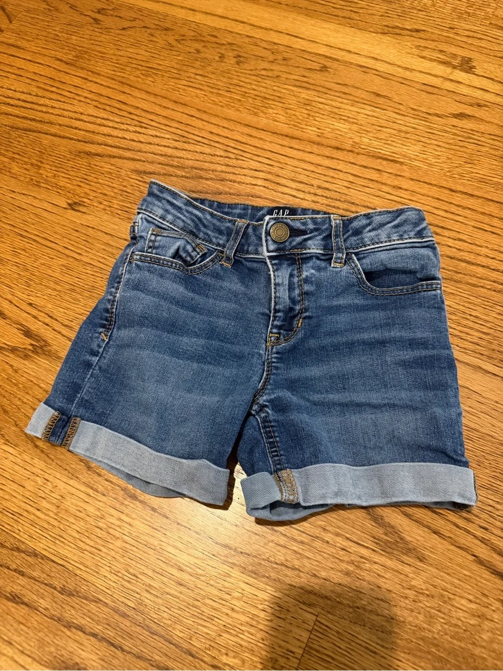 GAP Girls' Medium Blue Rolled-Hem Denim Shorts